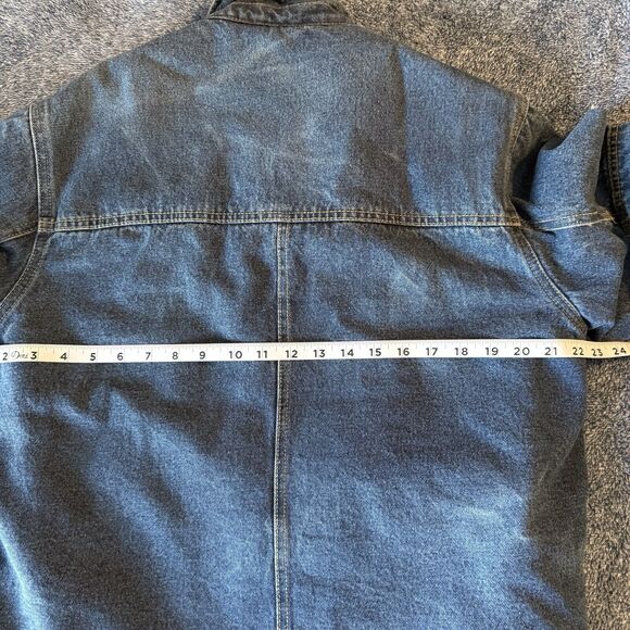 VTG Wrangler Chore Coat Mens Small Denim Sherpa Lined Barn Jacket Pockets Heavy - Picture 13 of 16